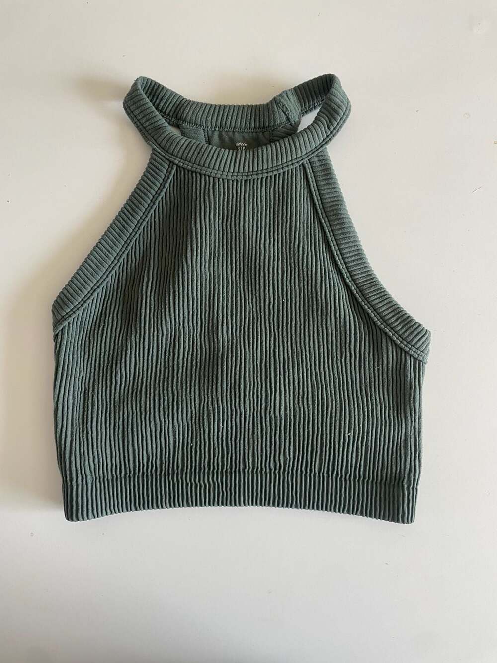 Aerie Superchill Seamless Ribbed High Neck Crop Bra Top Small Petite 02
